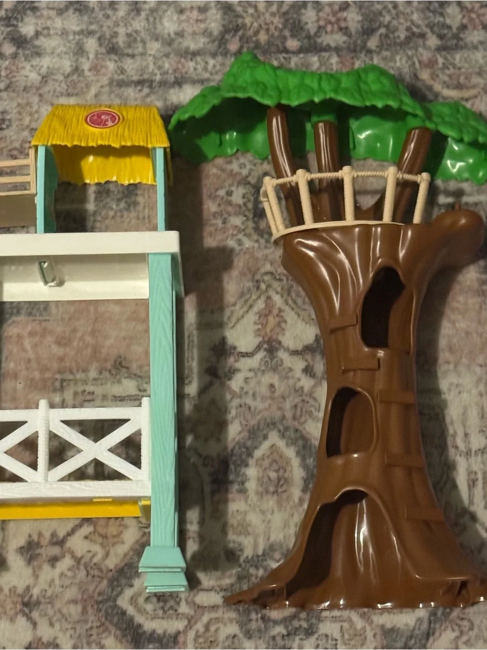 Barbie Brown Treehouse Playset Accessory with Green Canopy and Yellow Awning